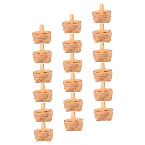 Garneck 18pcs Handmade Mini Woven Baskets Small Rattan Candy Storage Decorative Basket Set