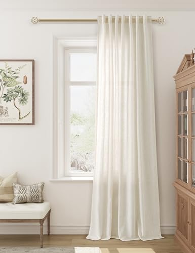 Natural Cream linen curtains 84 inches long for Living Room Bedro...