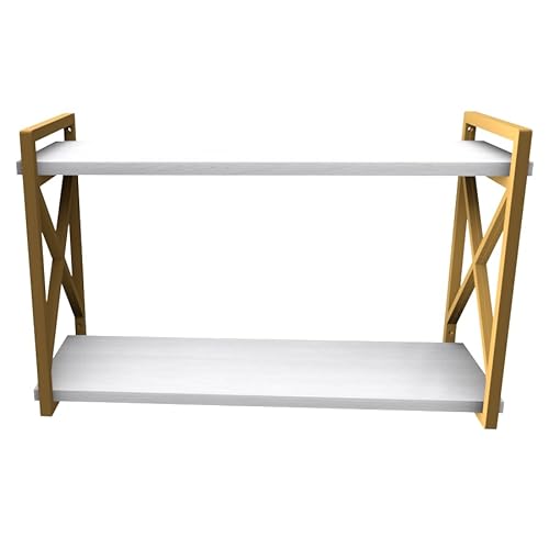 Prateleira Estilo Industrial Suspensa 20x60cm com MDF BRANCO Estilo Industrial Funcionalidade Decora
