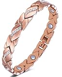 Jeracol Magnetarmband Damen Reduziert Schmerzen und Arthritis,Edelstahl Therapeutisches Magnet Armband einstellbare Größe & Schmuck Geschenkbox Energetix (Roségold)