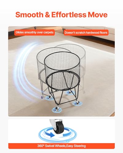 Panier à linge robuste en acier carbone charge 27 kg avec roues - 4
