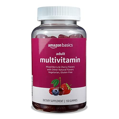 Amazon Basics Adult Multivitamin Gummies, Mixed Berry & Cherry, 150 Gummies, 75-Day Supply, Pack of 1 (Previously Solimo)