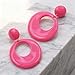 60s 70s Earrings for Women Acrylic Hot Pink Earrings for Women Dangle Retro Disco Earring 70s Accessories Women Big Round Circle Drop Dangle Vintage Groovy Earring 90s 80s 60s Jewelry (hot pink)