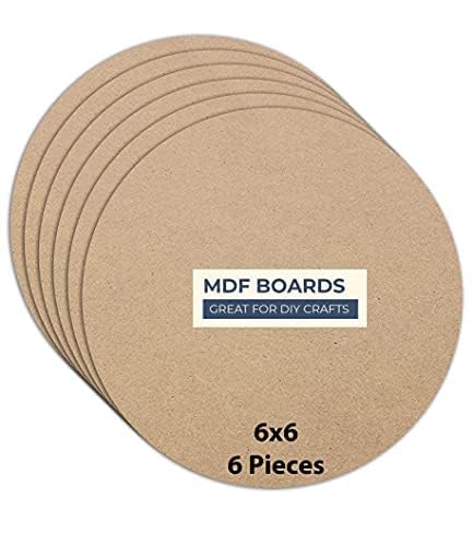 saipriya Round MDF Boards for Crafts, 15.2 x 15.2 cm, 6 Pieces, DIY Art and Craft Wood Sheets