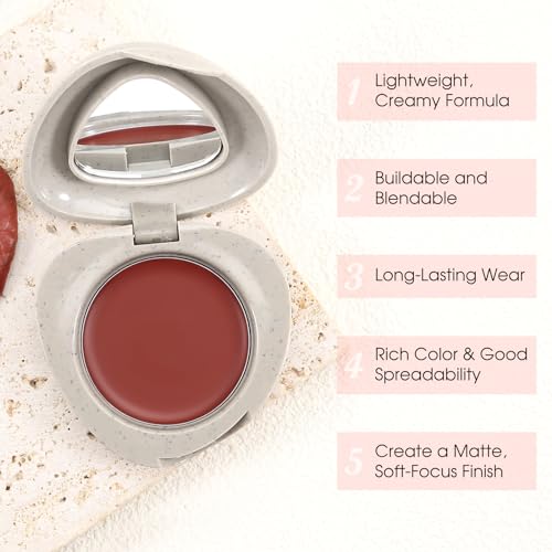 Boobeen Baked Blush for Cheeks, Creamy Blendable Blush Palette Powder Blush Makeup, Highly Pigmented Lightweight Blusher for a Flawless Velvety Matte Finish, All-Day Wear - Image 6