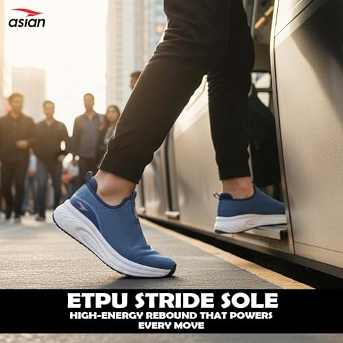 Image of ASIAN Hypercushion Walk-02 Men's Walking Shoes | Slip-On Knit Walking Shoes with E-TPU Energy Return Sole, Memory Foam Arch Support, Breathable Upper & Grip Outsole, Gym & Travel