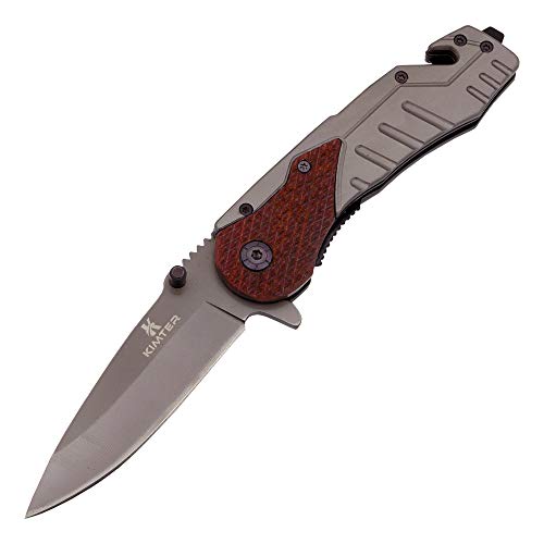 Kimter Assisted Opening Pocket Knife with Clip Seat Belt Cutter Glass Breaker 440C