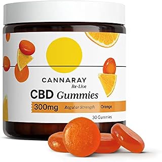 Cannaray CBD Gummies, 300mg | Regular Strength | Delicious Natural Orange | Vegan, THC-Free & GMO-Free (30 Gummies)