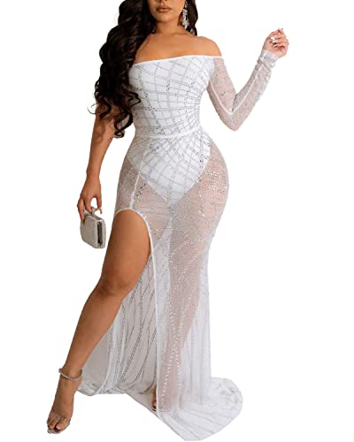 Image of PORRCEY Sexy Elegant Rhinestone Party Club Night Formal Dress for Women