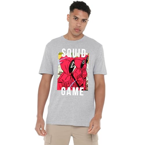 T-shirt Squid Game 3 Guards en Coton Premium Doux Gris Chiné