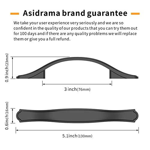 Image of Asidrama 10 Pack 3 Inch(76mm) Matte Black Kitchen Cabinet Handles Cabinet Pulls Kitchen Cabinet Hardware for Cupboard Drawer Pulls