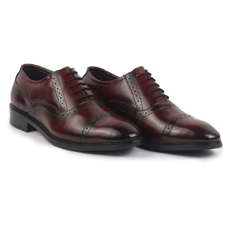 Image of FAUSTO Men Genuine Leather Formal Lace Up Brogue Shoes for Office | Meeting Event Shoes with Comfort