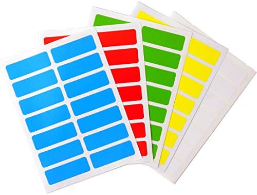 Papershop Coloured Labels (x70) - Five Colours - Red, Blue, Green, Yellow & White - Many Uses - Multi-Coloured Rectangular Colour-Coding Stickers