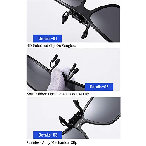 Clip-on Sunglasses Polarized Unisex Anti-Glare Driving Glasses Flip Up Design For Prescription Glasses3