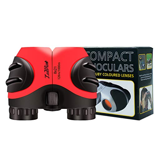 Luwint 8 X 21 Kids Binoculars, Mini Compact and Image Stabilized, Red