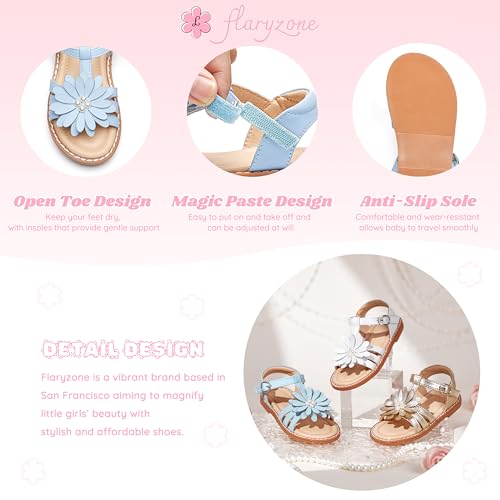 Image of Flaryzone Girls Sandals Open Toe Summer Flats Dress Sandals Shoes Toddler /Little Kid