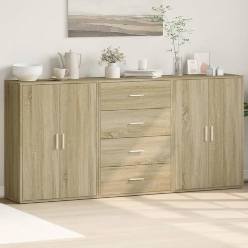 Gecheer Chic Sonoma Oak Sideboard Set: Stylish Storage for Living Spaces Model3276576