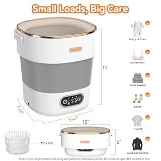 Portable Washing Machine, Folding 16L Mini Washer and Spin-Dryer with Hanger, Large Capacity Small Compact Laundry Machine of Underwear, Baby Clothes, for Apartments, Dormitories, RV, Travel, White