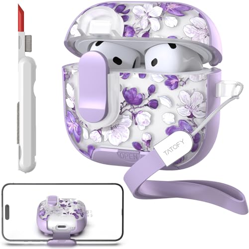 TATOFY for AirPods 4th Generation Case with Phone Stand Lanyard Lock Cleaning Kit