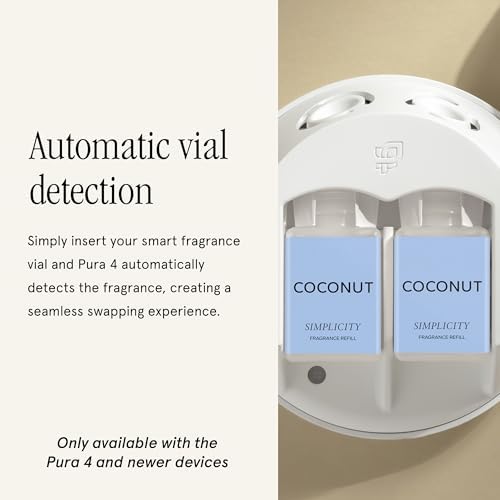 Pura and Simplicity - Smart Home Air Diffuser - Up to 120-Hours of Luxury Fragrance per Refill - Spring & Summer Fragrance - 2 Pack, Coconut - Thumbnail 5