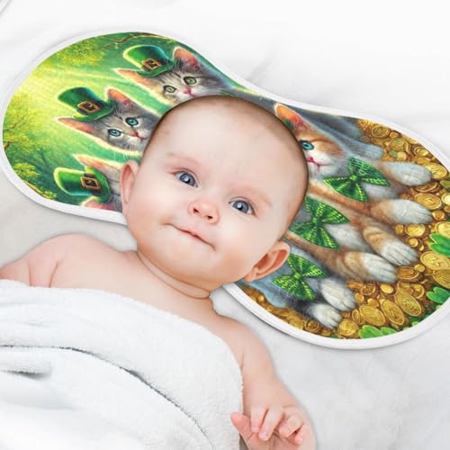 Cute Cats St Patricks Hat Baby Burp Cloths Burp Cloth Rags Cotton Burp Clothes Absorbent Muslin Burp Cloths Soft for Boy Newborn Girl Unisex 1 Pack 22x11 Inches4
