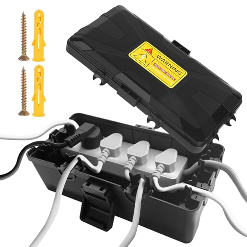 DUBUOZA Scatola Stagna Elettrica da Esterno IP54 Scatola per Cavi Impermeabile 26.1×15×9.4CM Per la protezione di prese e prolunghe