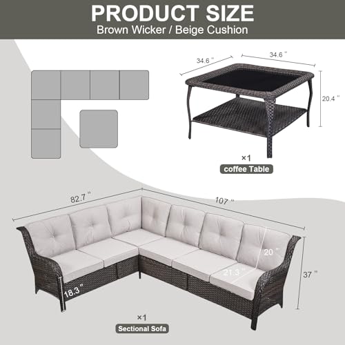Outdoor-Furniture-Sectional-Sofa-L-Shaped-Couch-Patio-Wicker-Set-with-Coffee-Table-3-Piece-Rattan-Patio-Conversation-Sets-with-Beige-Cushion-for-Deck-Backyard-Sunroom Outdoor Furniture Sectional Sofa L Shaped Couch Patio Wicker Set with Coffee Table 3 Piece Rattan Patio Conversation Sets with Beige Cushion for Deck Backyard Sunroom