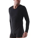 David Archy Men's 2 Pack Long Sleeve Slim Fit V-Neck Cotton T-shirts