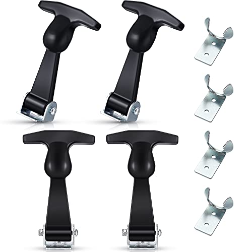 Mudder 4 Pieces Elastic Stainless Steel Rubber Hood Catch Flexible T-handle Hasp…