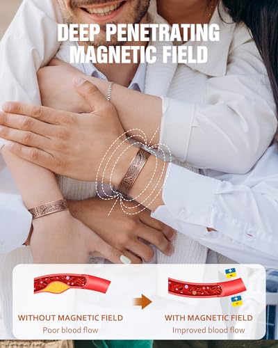 Jecanori Copper Bracelet for Men, 18X Strength Mens Magnetic Copper Bracelets for Pain Relief, 99.99% Pure Solid Copper Therapy Bracelet for Pain Relief