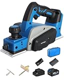 LUXTER 20V Electric Cordless Planer 3-1/4-Inch Cut Width 15000RPM Handheld Planers Portable Wood Planer with 4.0Ah Battery,Fast Charger for Woodworking 0-2mm Adjustable Cutting Depth