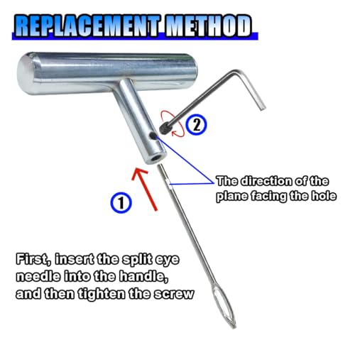 Image of LAINLOY Car Tire Repair Tool, Tire Plug Replacement Split Eye Needles, T Handle Tire Spikes, Flat Metal Tire Repair Needle Kit (5PCS)