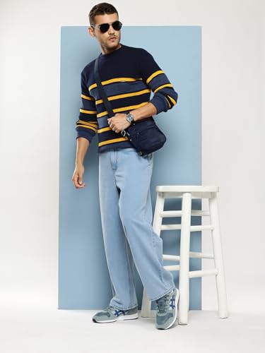 Image of Aarika Mens Winter Wear Cream Colour Solid Woolen Sweater
