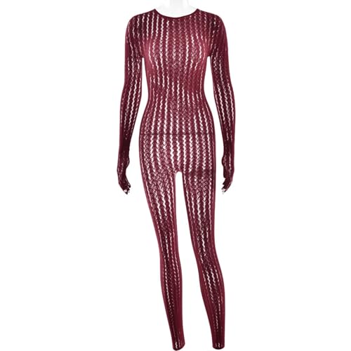 Body en dentelle rayée sans coutures à manches longues pour femme confortable