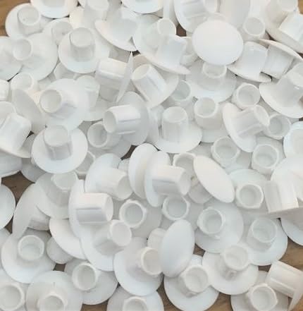 M5 (5mm) DRILL HOLE COVER CAPS - BLANKING FURNITURE KITCHEN CABINET SHELF (White, 40)