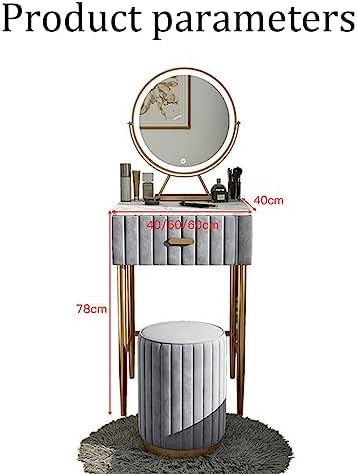Dressing table,Modern White Dressing Table with Mirror & Lights Makeup Vanity Set with Drawers & Stool Stylish Makeup Writing Desk - 40cm Size