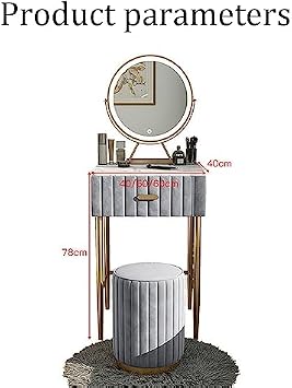 Dressing table,Modern White Dressing Table with Mirror & Lights Makeup Vanity Set with Drawers & Stool Stylish Makeup Writing Desk - 40cm Size