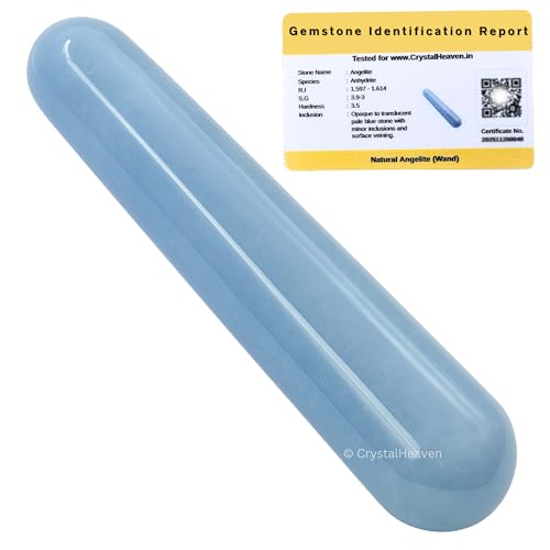Image of Angelite Crystal Wand - Smooth Crystal Wand for Energy Healing, Chakra Balancing, Meditation and Home Decor - Crystals and Healing Stones for Gift