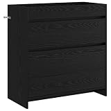 Teenpull Mobiletto da bagno in rovere nero, 78,5 x 37,5 x 81 cm, con cassetti, mensola per bagno, lavandino, bagno degli ospiti, salvaspazio e funzionale
