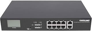 Intellinet Network Solutions 8-Port Gigabit Ethernet PoE+ Switch with 2 RJ45 Gigabit Uplink Ports and LCD Screen, IEEE 802.3at/af Power over Ethernet (PoE+/PoE) Compliant, 130W, Endspan, 19" Rackmount