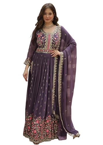 Costume indien Anarkali brodé en georgette à paillettes pour femme taille S