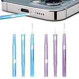 Fukaisu 6pcs Phone Charging Port Cleaning Kit, Plastic Mobile Phone Cleaning Brush with Nylon Bristles & Hook Dual-Sided Dust Remover for Headphones Speakers Receivers Earbuds (Blue & Purple)