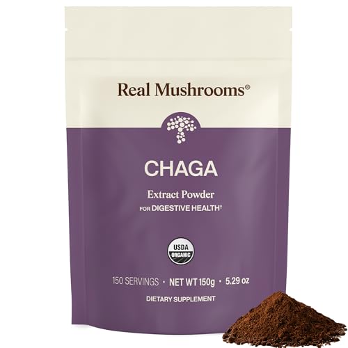 Real Mushrooms Chaga Mushroom Powder Organic Chaga Extract from Fruiting Body for Wellness & Energy Support Vegan Non-GMO 150 Servings Mushroom Supplement for Daily Use