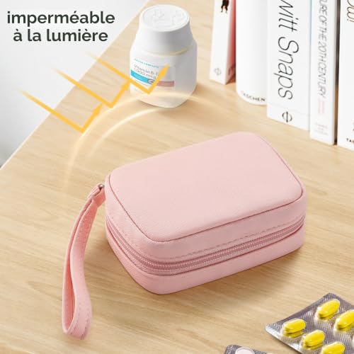 Zannaki Joli pilulier pour sac à main avec deux piluliers amovibles de 7 jours, pilulier de voyage en cuir synthétique, pilulier hebdomadaire portable avec sac de rangement pour contenir des – vue 6