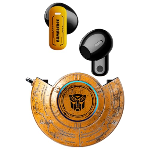 Transformers Earbuds T31 Bluetooth Wireless Gaming Earbuds with Mic Low Latency in Ear Earbuds Passive Noise Cancelling HiFi HD Calling Game/Music Modes (Bumblebee Yellow)
