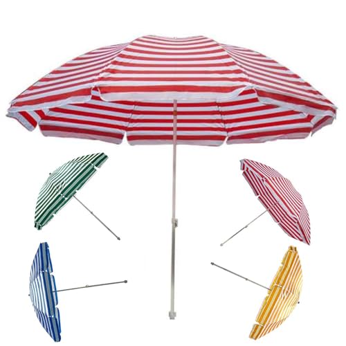 Parasol para terraza azul de 190 cm portátil y a rayas. 2