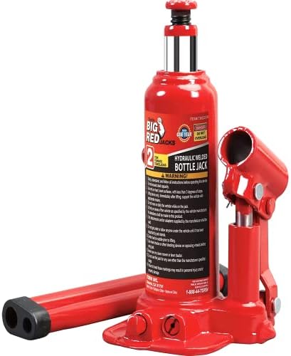 BIG RED T90203B Torin Hydraulic Welded Bottle Jack, 2 Ton (4,000 lb) Capacity, Red