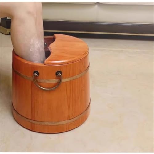 Tina para baño de pies de madera con tapa y asas miniatura 1
