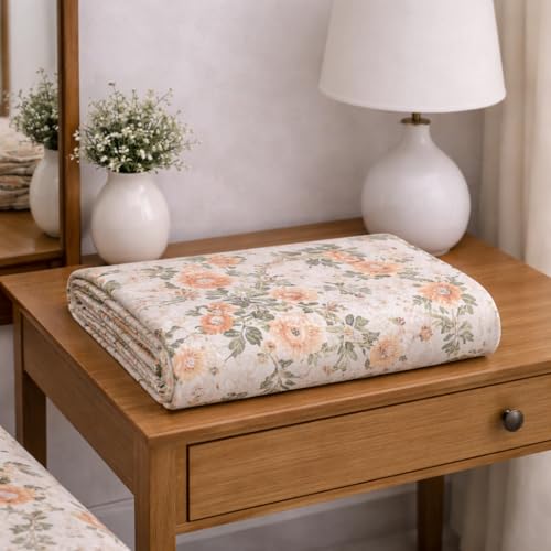 Image of DECORUM Cloud Cotton Double Bedsheet Floral Print with 2 Pillow Covers | 244 TC | Ultra Soft Feel | Premium Comfort | Breathable & Skin Friendly | for Bedroom (90 x 90 Inches)