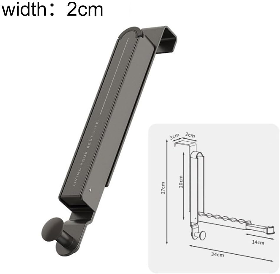 Foldable Door Hook Towels, Robes & – No-Drill Space-Saving Aluminum Alloy Wall-Mounted Hanging Rack, Compact Portable Clothes Drying Hook, White/Grey(Grey-2cm)